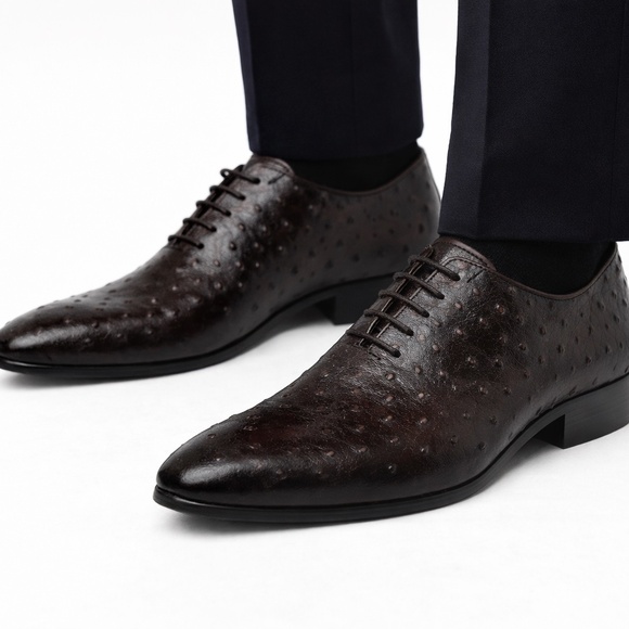 Ducapo Occasione Mens Dress Shoes Hand Made Italy Brown Calf Leather Ostrich 40 main image 8